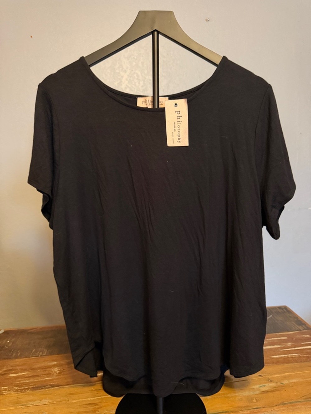 Philosophy Black Short Sleeve Round Neck Tee